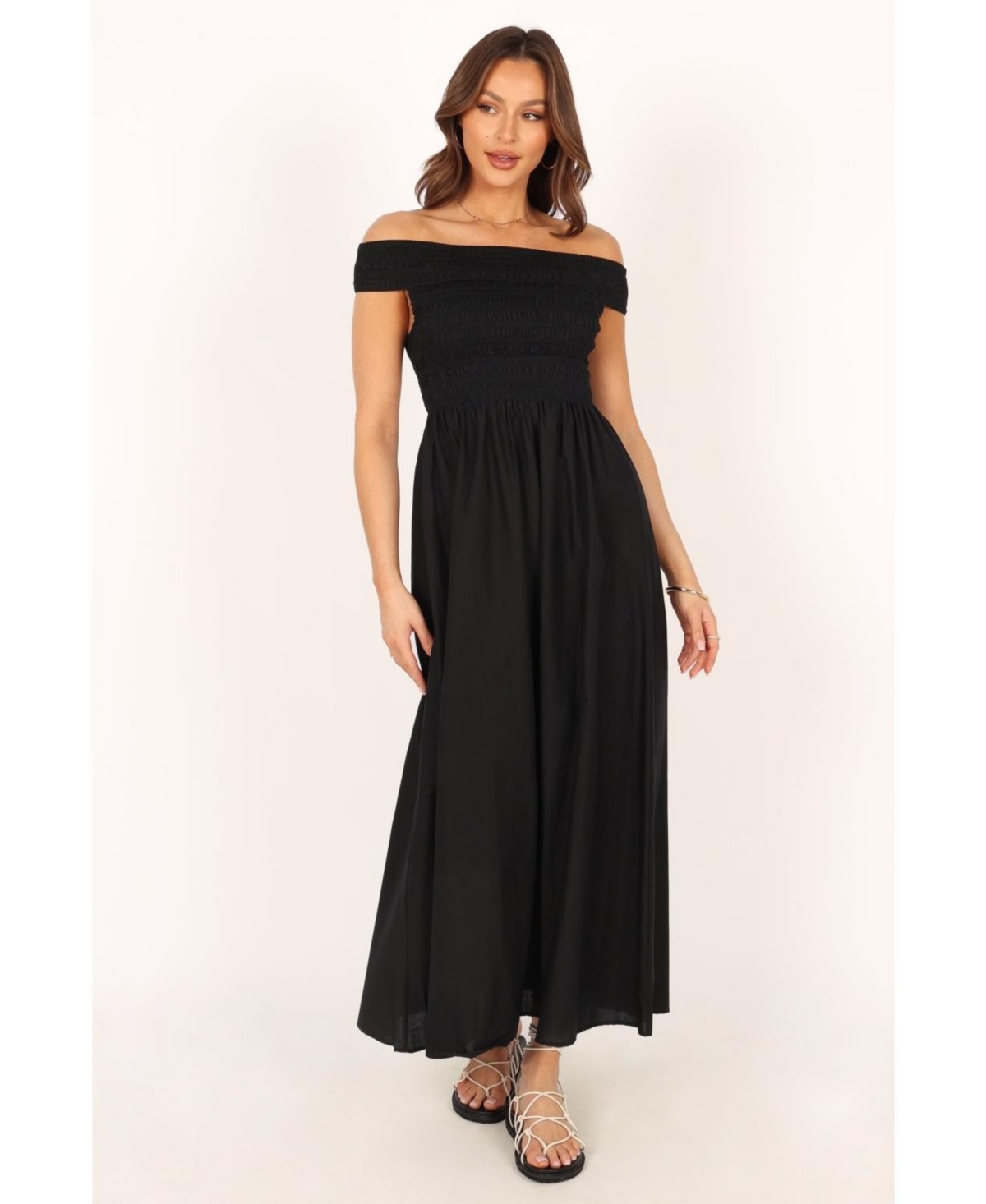 Shop Petal And Pup Tessa Off Shoulder Maxi Dress In Black