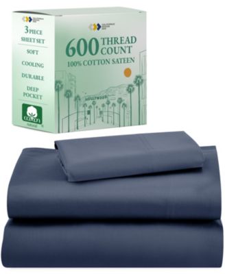 California Design Den 5-Star Luxury Twin XL Sheet Set - 600 Thread Count 100% Cotton Sateen, Soft & Crisp Bed Sheets