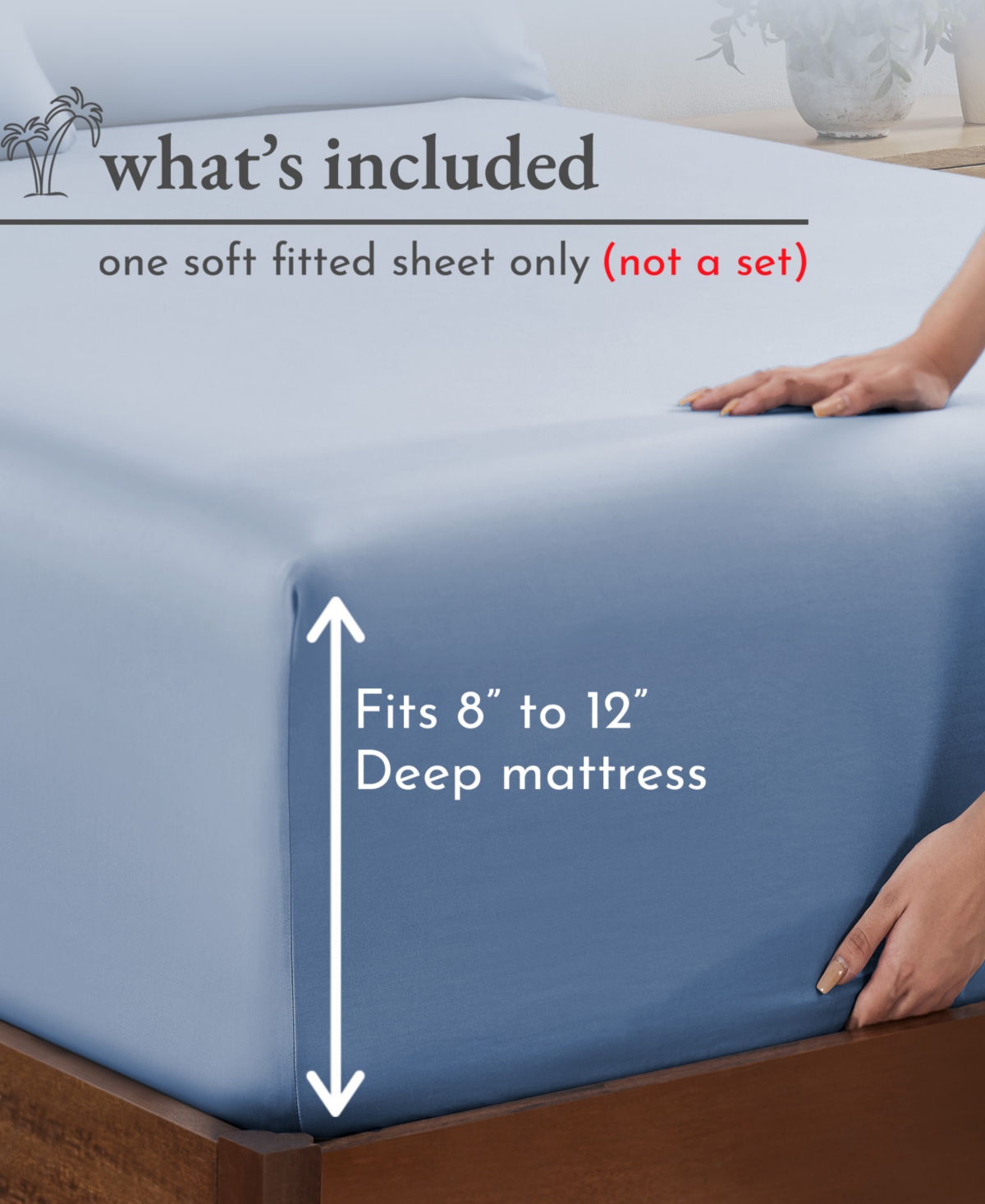 California Design Den 100% Cotton Fitted Sheet Only, Soft & Cool Sateen, Fully Elasticized with Deep Pockets by