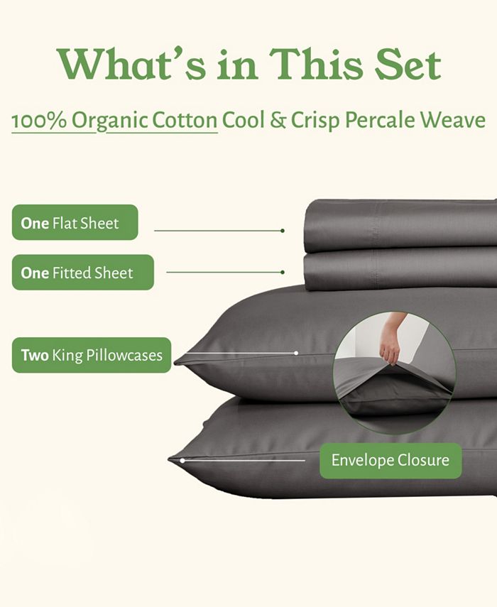 California Design Den Sheets Set, GOTS Certified 100 Organic Cotton