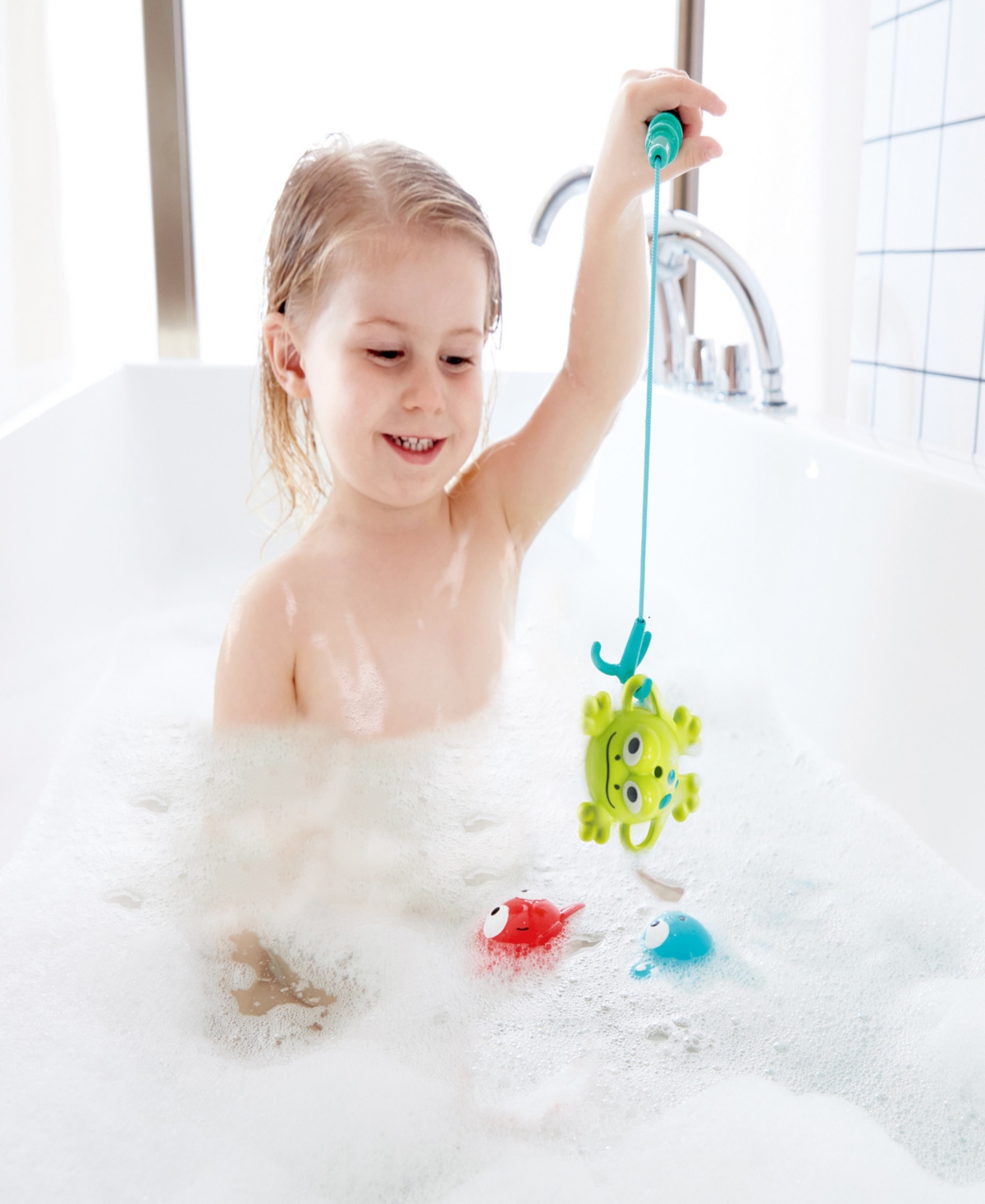 Hape Double Jumping Sea Creatures Fun Fishing Set In Multi