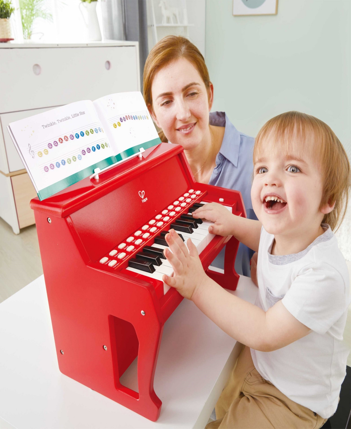 Hape Learn With Lights- Red Electronic Piano In Multi