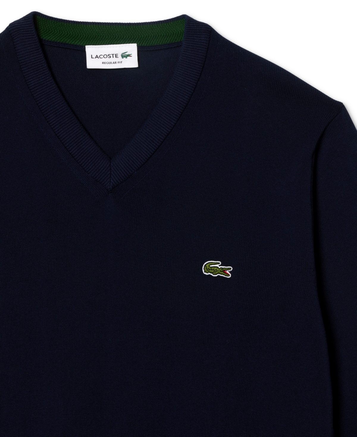 Lacoste Men's Regular-Fit Solid V-Neck Sweater - 166 Navy Blue