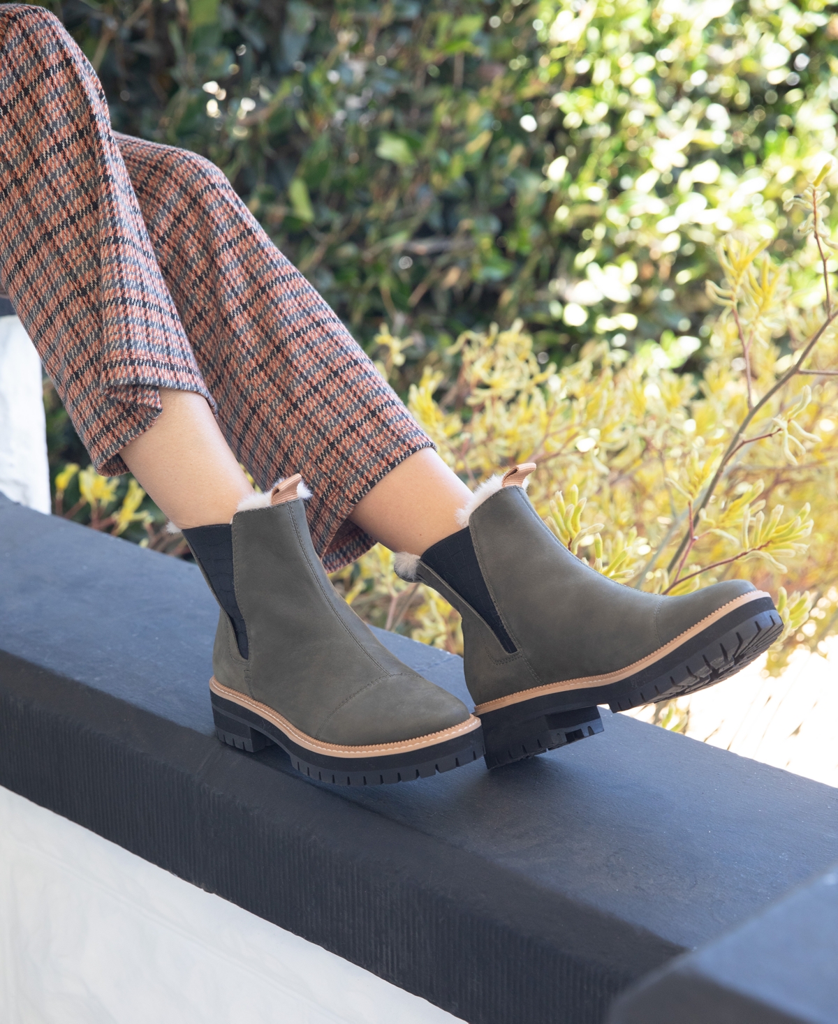 Shop Toms Women's Dakota Cozy Water-resistant Chelsea Lug Booties In Olive