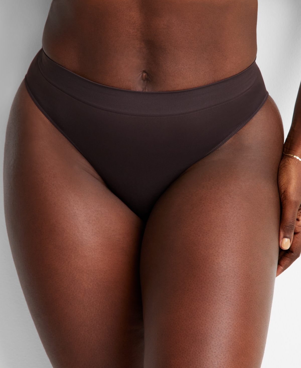 State Of Day Women's Seamless High-cut Underwear, Created For Macy's In Black Coffee