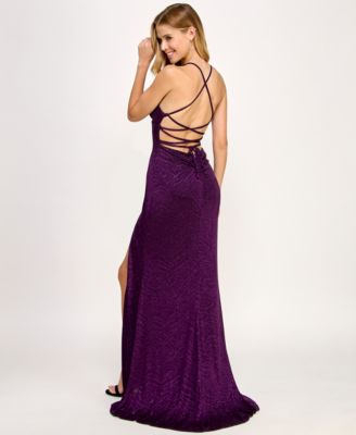 Juniors' Glitter Side-Slit Mermaid Gown, Created for Macy's