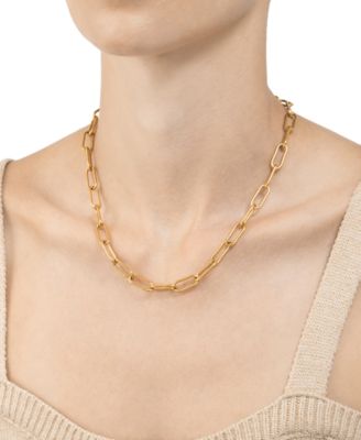 14k Gold-Plated Wide Chunky Paperclip Chain 18" Necklace