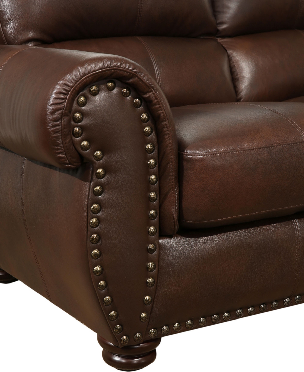 Shop Abbyson Living Arther 64" Leather Traditional Loveseat In Brown