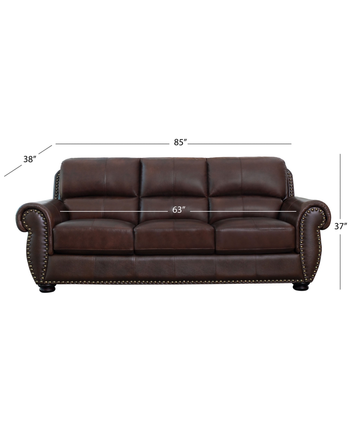 Shop Abbyson Living Arther 85" Leather Traditional Sofa In Brown
