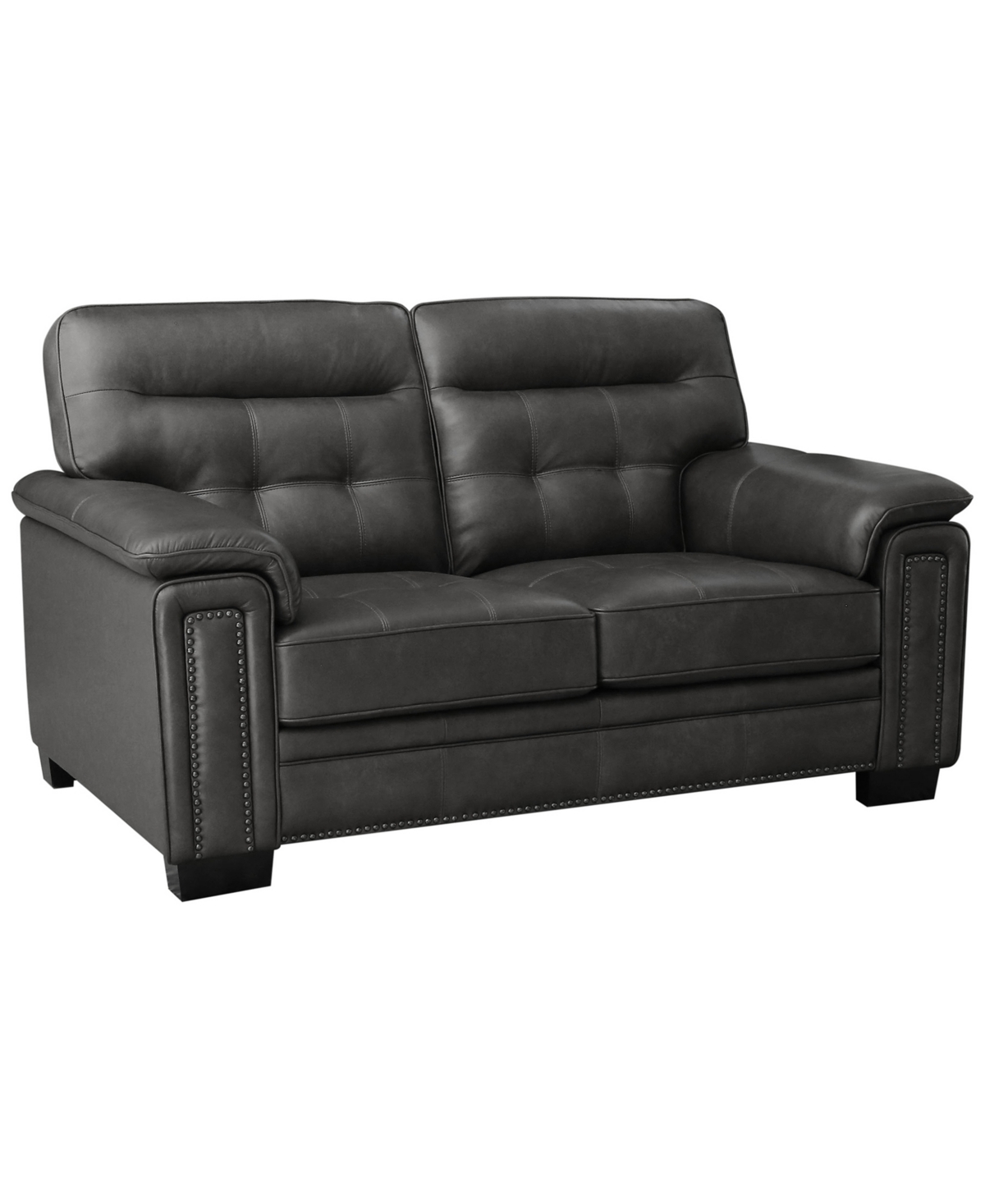 Abbyson Living Harrison 65" Leather Traditional Loveseat In Gray