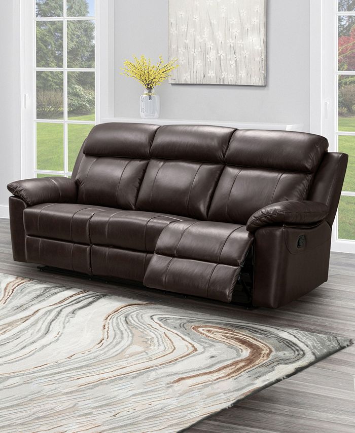 Abbyson Living Braylen 89.5" Top Grain Leather Reclining Sofa Macy's