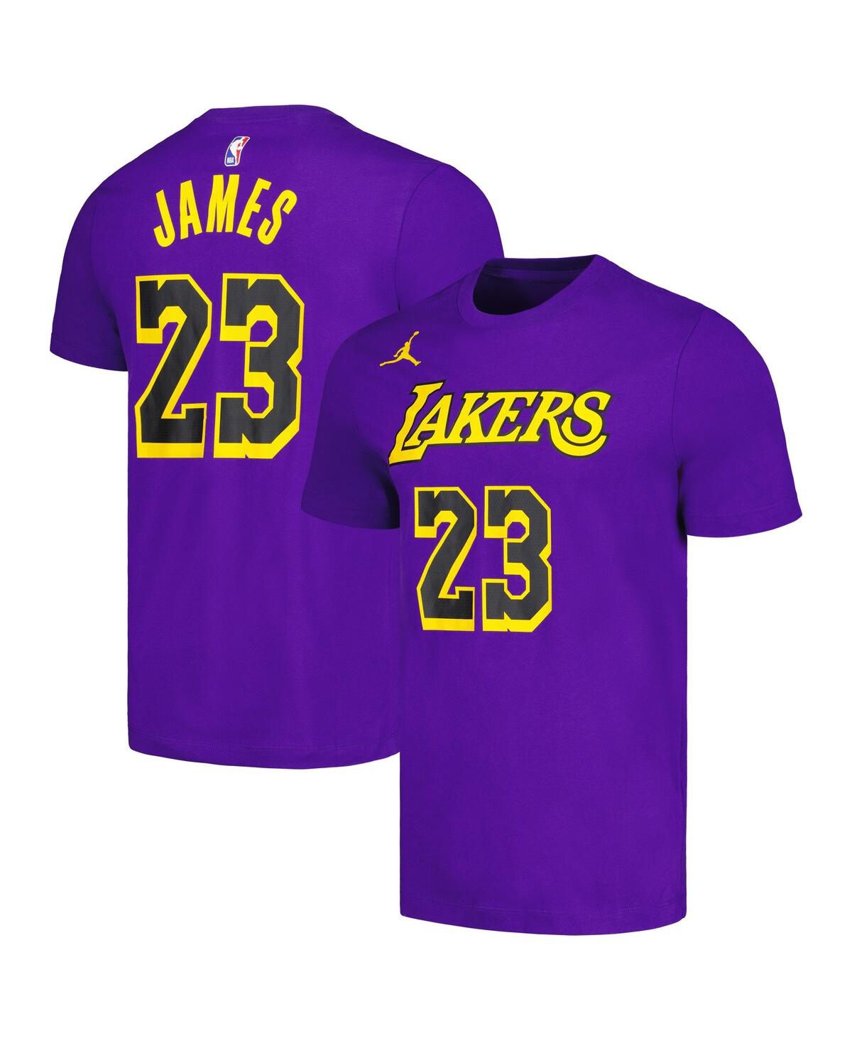 Men's Jordan LeBron James Purple Los Angeles Lakers 2022/23 Statement Edition Name and Number T-shirt - Purple