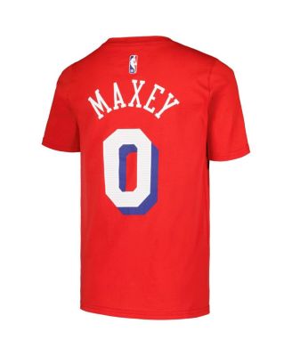 Big Boys Tyrese Maxey Red Philadelphia 76ers Name and Number Statement T-shirt