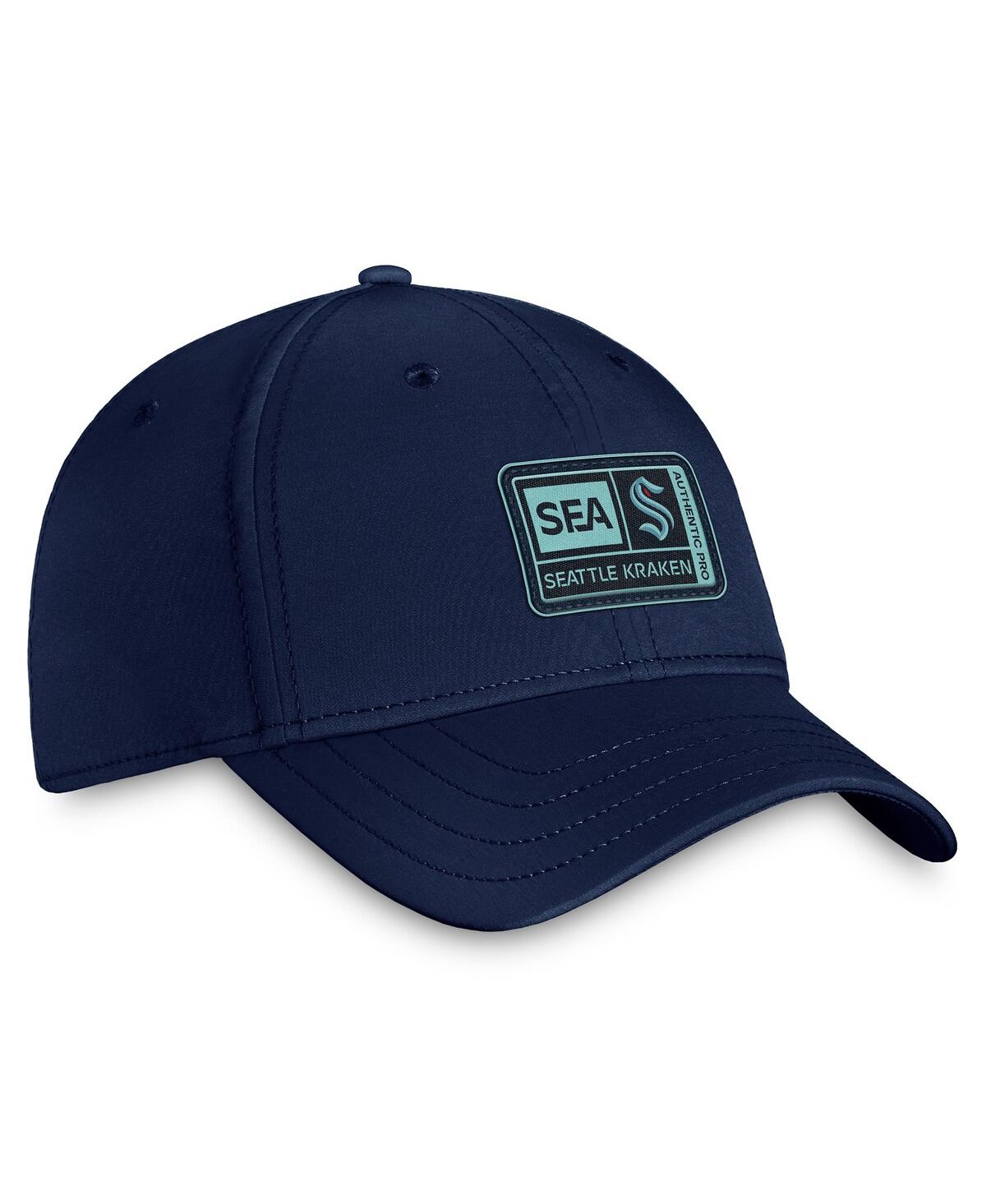 Shop Fanatics Men's  Deep Sea Blue Seattle Kraken Authentic Pro Training Camp Flex Hat