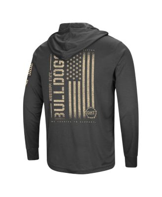 Men's Heather Black Distressed Mississippi State Bulldogs Team OHT Military-Inspired Appreciation Long Sleeve Hoodie