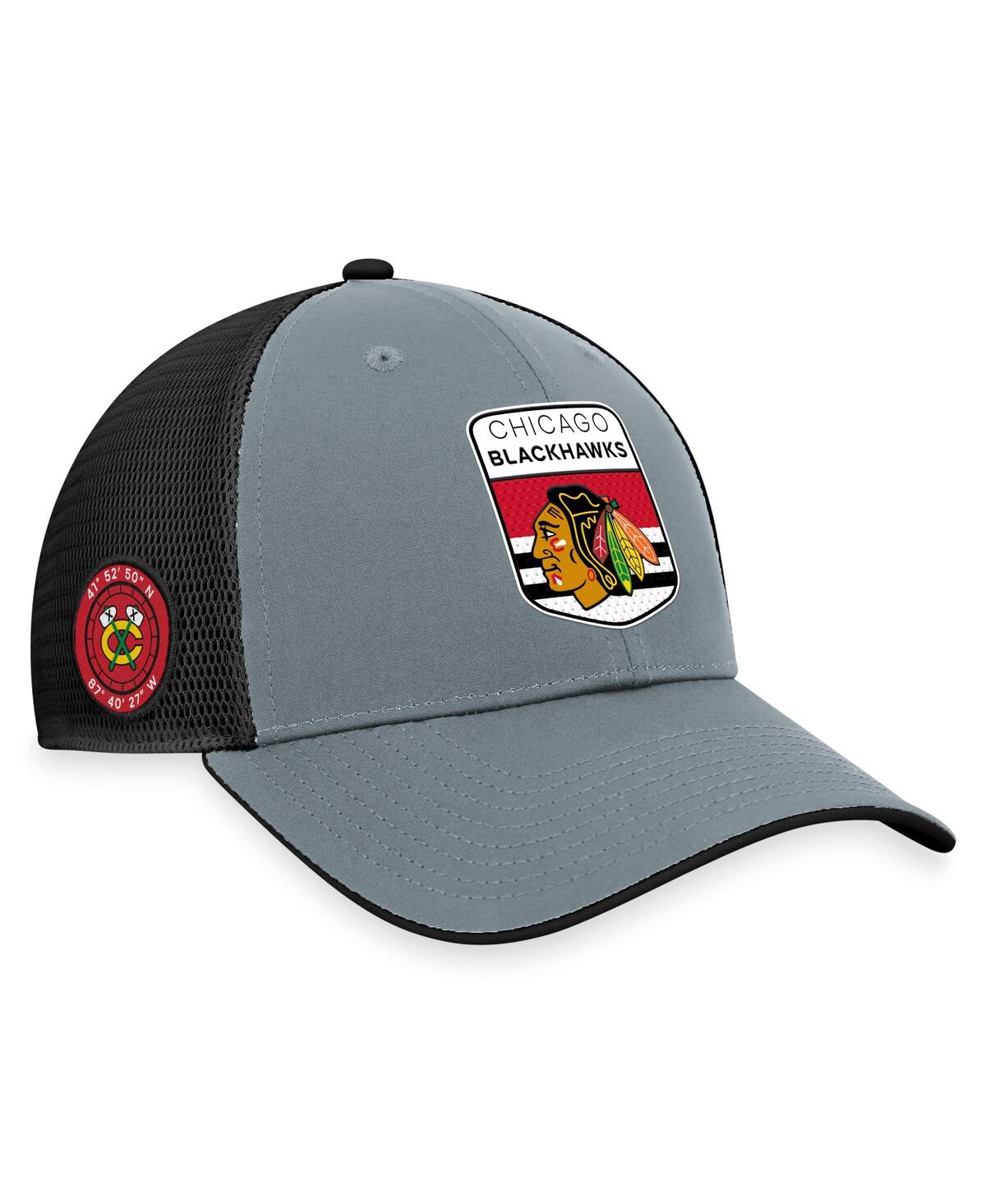 Fanatics Men's  Gray, Black Chicago Blackhawks Authentic Pro Home Ice Trucker Adjustable Hat In Gray,black