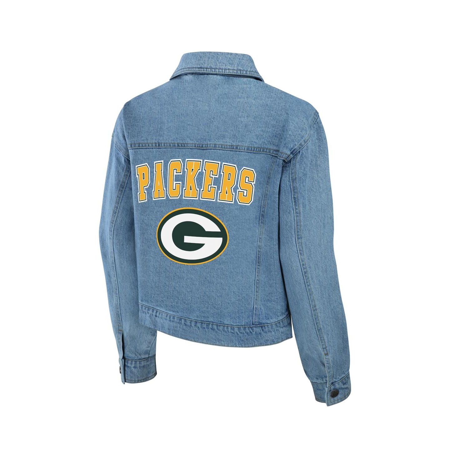 Женская куртка WEAR by Erin Andrews Green Bay Packers Full-Snap Denim Jacket — фото 2