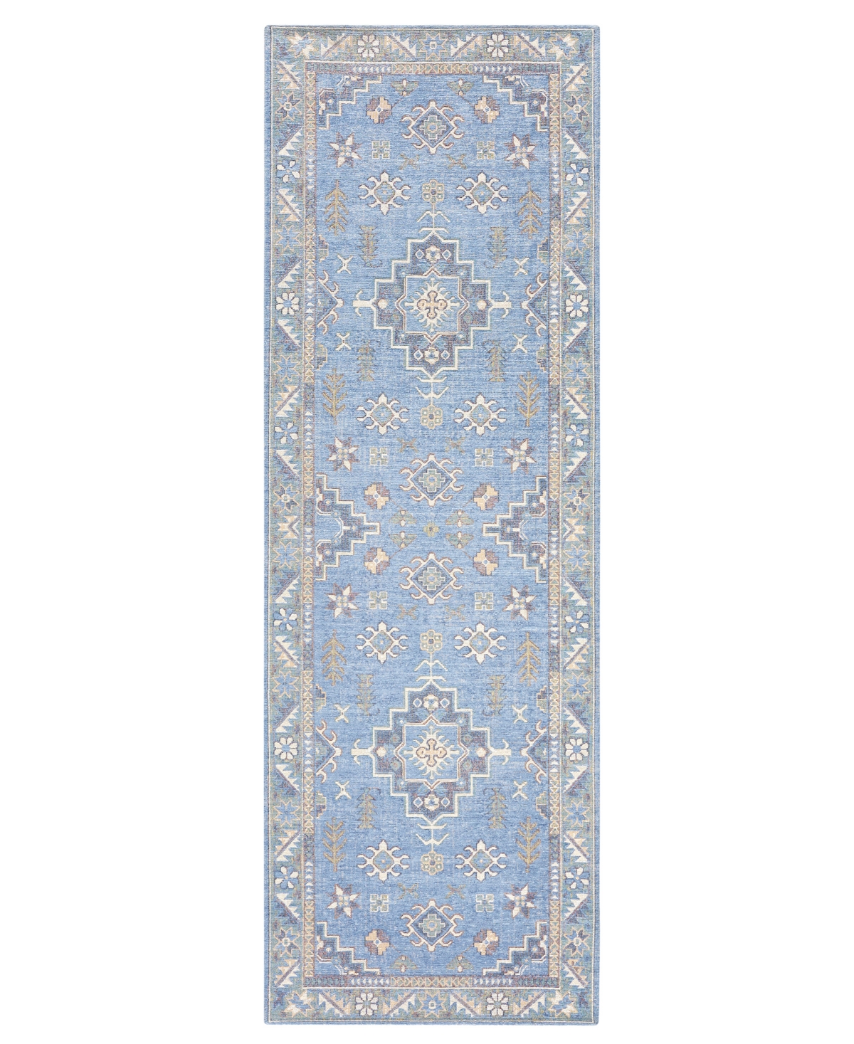 Town & Country Living Luxe Livie Everwash Kitchen Mat 27592 2' X 6' Runner Area Rug In Blue,ivory