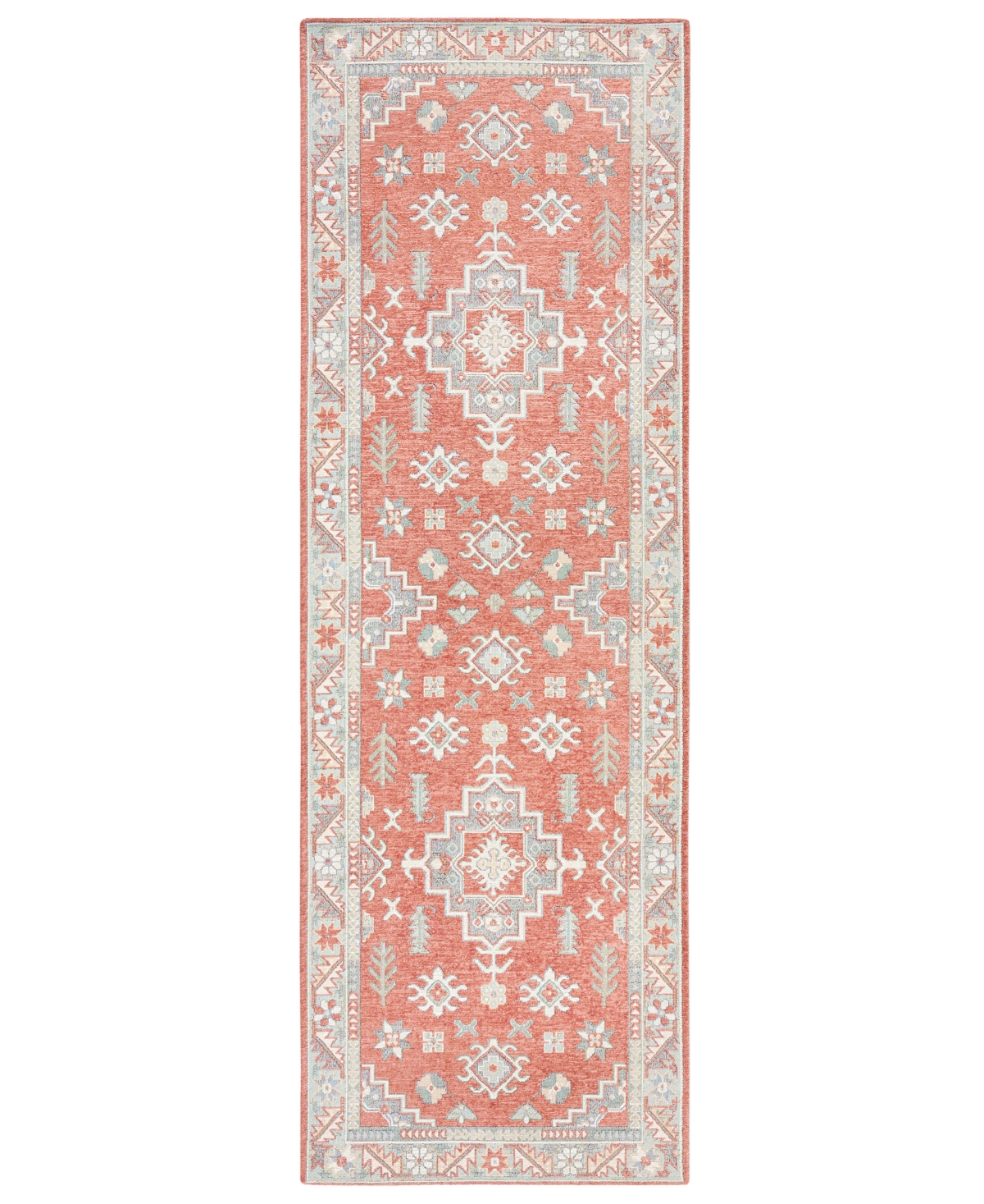 Town & Country Living Luxe Livie Everwash Kitchen Mat 27592 2' X 6' Runner Area Rug In Coral,gray