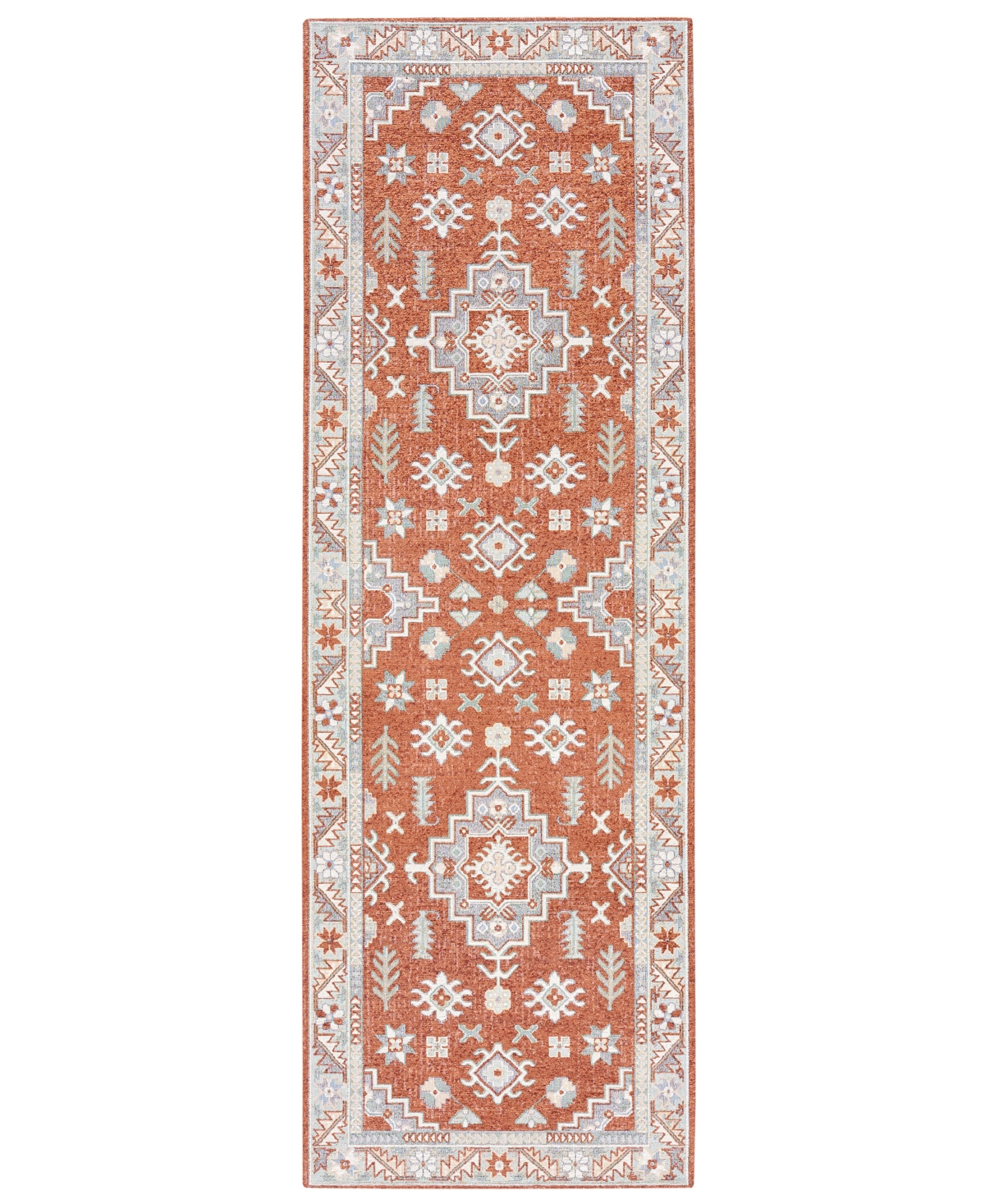 Town & Country Living Luxe Livie Everwash Kitchen Mat 27592 2' X 6' Runner Area Rug In Rust,ivory