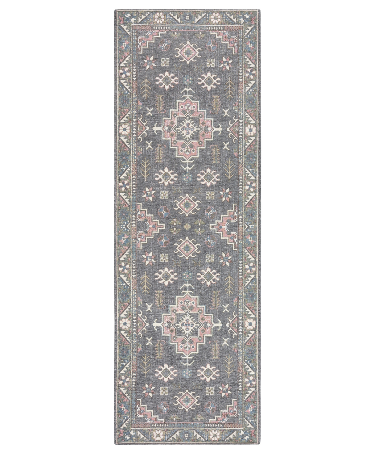 Town & Country Living Luxe Livie Everwash Kitchen Mat 27592 2' X 6' Runner Area Rug In Gray,rose