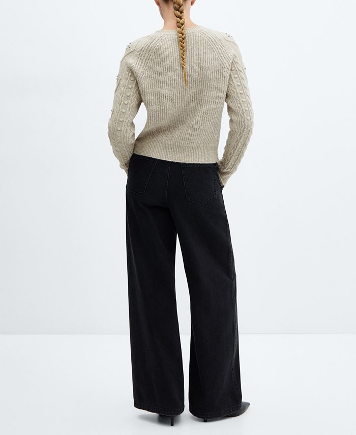 MANGO Women's Rhinestone Braided Sweater - Macy's