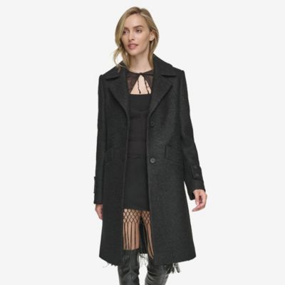 Regine Sb Women's Soft Wool Boucle Coat With Back Vent