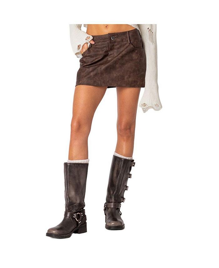 Edikted Women's Euphoria washed faux leather mini skirt Macy's