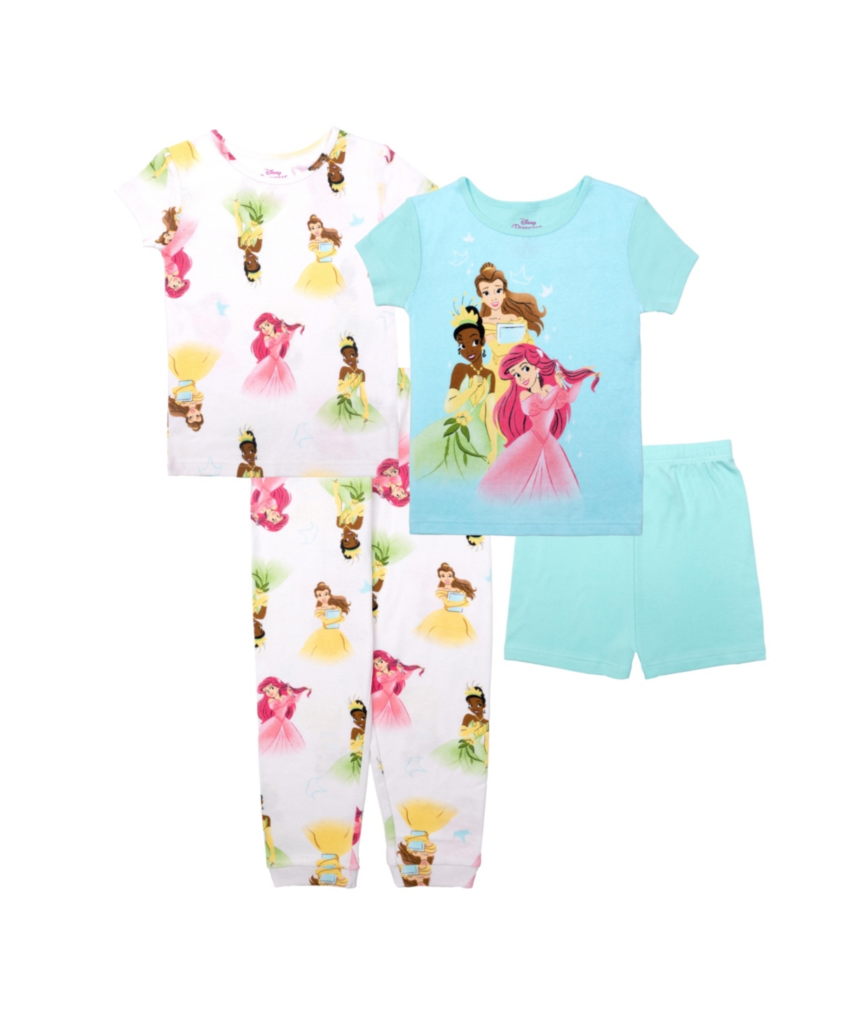 Shop Disney Princess Little Girls Top And Pajama, 4 Piece Set In Assorted