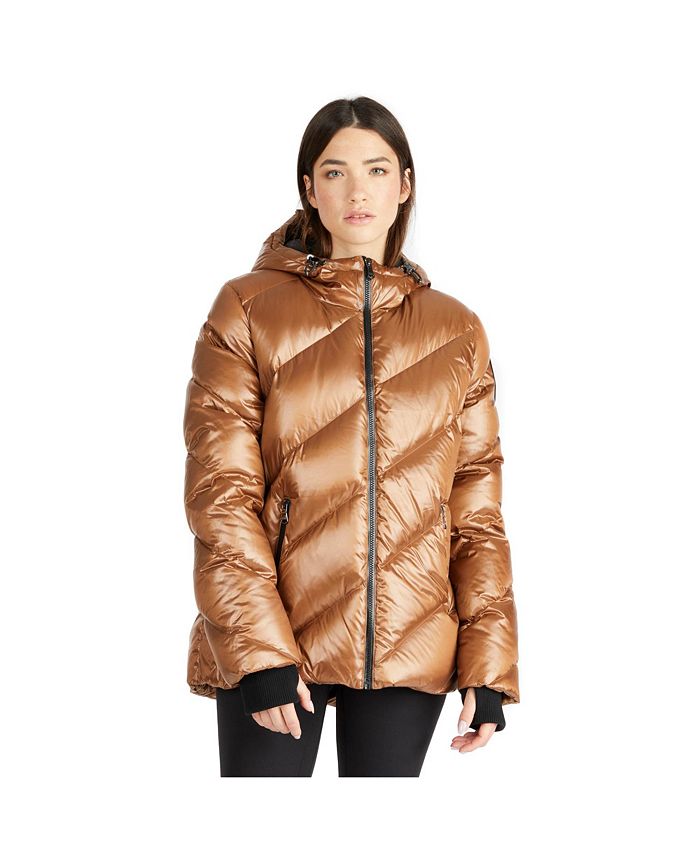 Womens gold puffer jacket discount