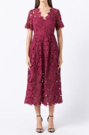Macy's red lace sales dress