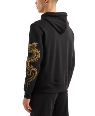 A|X Armani Exchange Men's Long Sleeve Embroidered Dragon Fleece