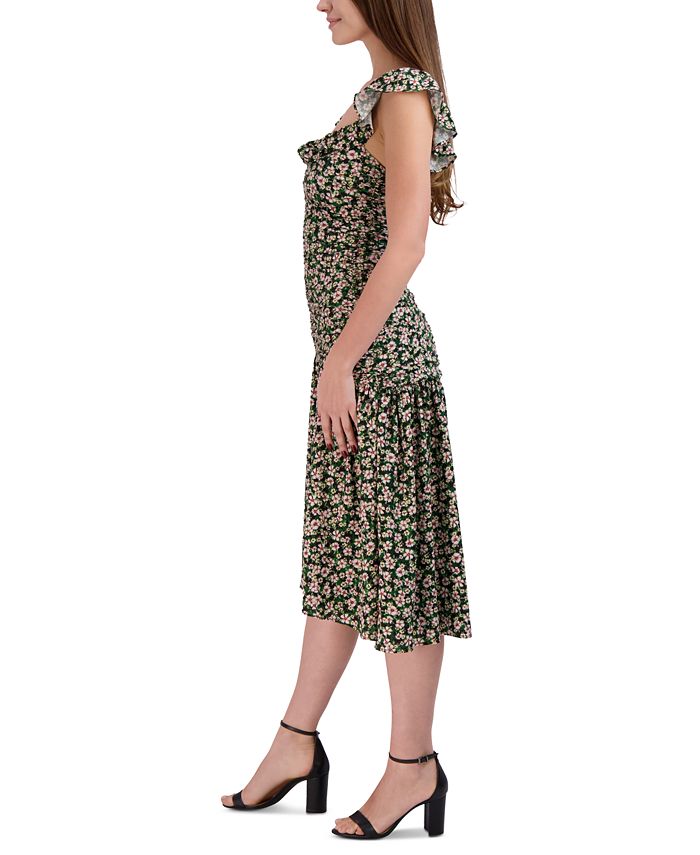 BCBGeneration Women's Ruffle Front Elastic Back Dress - Casual Chic Day Dress