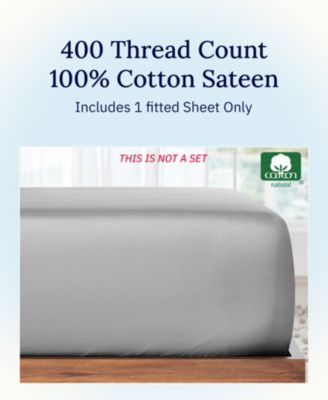 Soft 400 Thread Count Cotton Deep Pocket Fitted Sheet Only, Twin XL