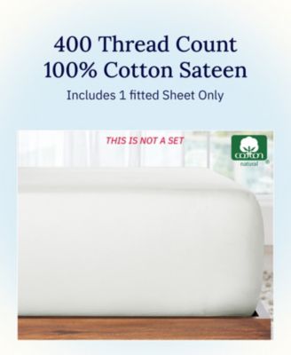 400-Thread Count 100% Cotton Deep Pocket Fitted Sheet, Queen