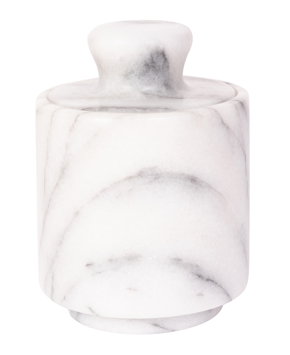 Artifacts Trading Company Marble Salt Cellar With Lid, 3" X 3.25" In White Matte