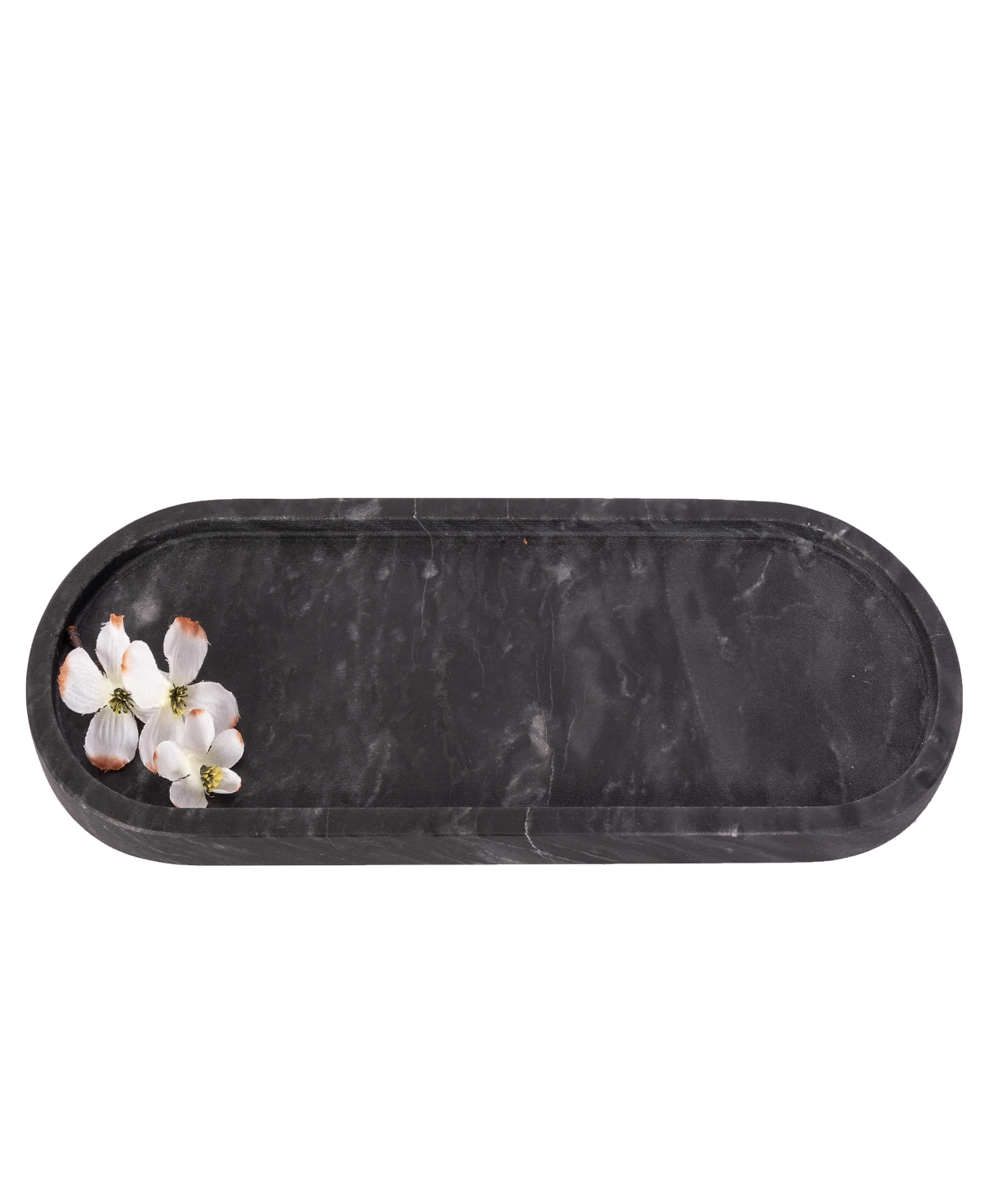 Artifacts Trading Company Marble Runway Tray, 16" X 6" X 0.3" In Black Matte