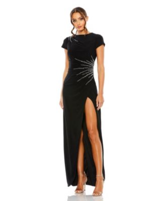 Mac Duggal Women's Ieena Slit Gown with Side Beaded Detail - Macy's