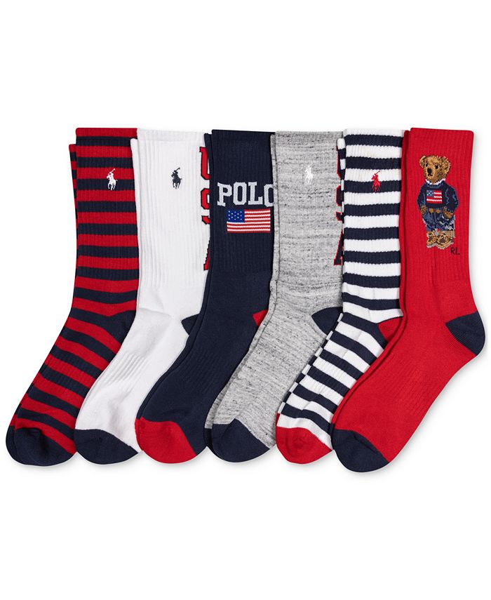 Polo Ralph Lauren Men's Assorted Bear Crew Socks, 6-Pack - Macy's