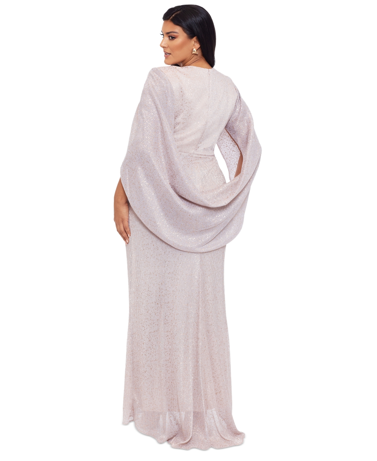 Betsy & adam plus size ruched cape dress shop