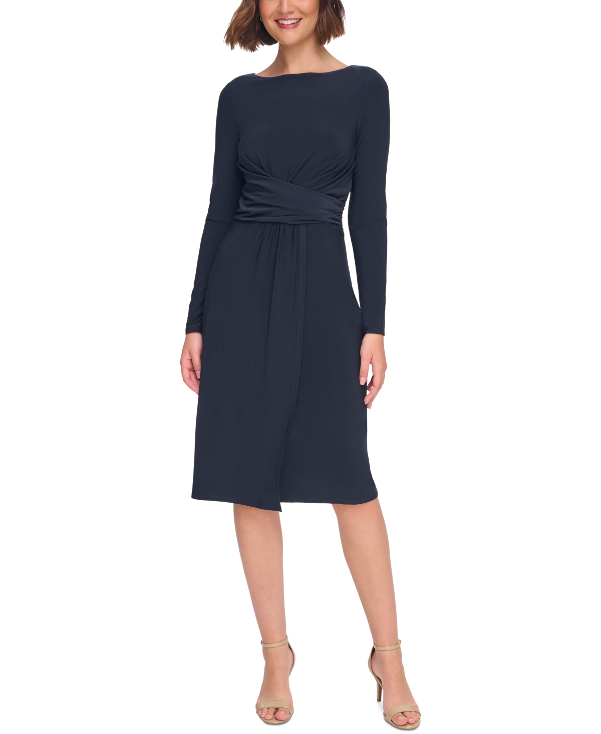 Tommy Hilfiger Women's Jersey Knot-front Dress In Sky Captain