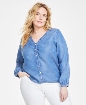 Levi's - Trendy Plus Size Zenda Ruched Button-Front Blouse