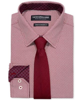 slim fit dress shirt and tie set Circle Cross Dot Dress Shirt & Tie Set