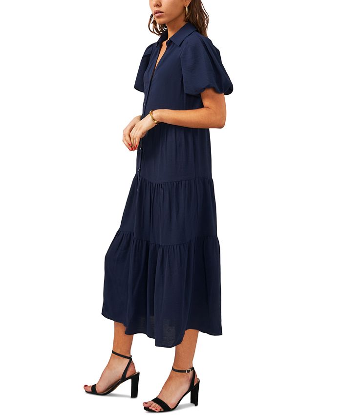 Daisy Print Puff Sleeve Tiered Maxi Dress main image 1