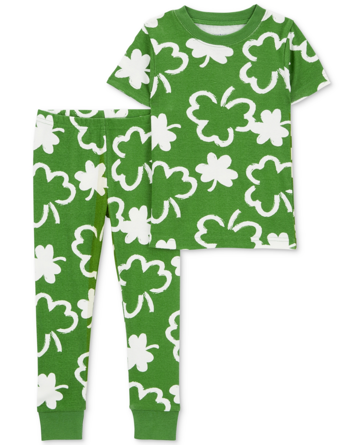 Carter's Babies' Toddler Shamrock-print 100% Snug-fit Cotton Pajamas, 2 Piece Set In Green