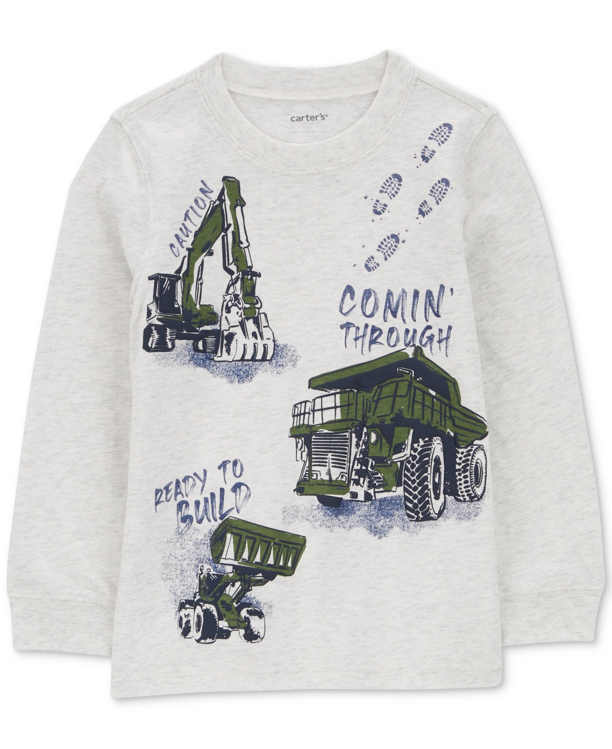 Carter's Babies' Toddler Boys Ready To Build Construction Graphic T-shirt In Cream
