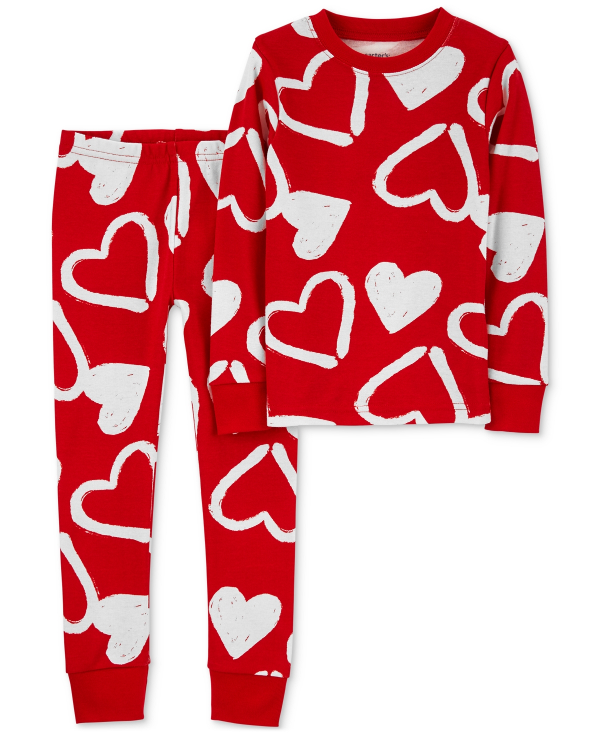Carter's Babies' Toddler Hearts-print 100% Snug-fit Cotton Pajamas, 2 Piece Set In Red