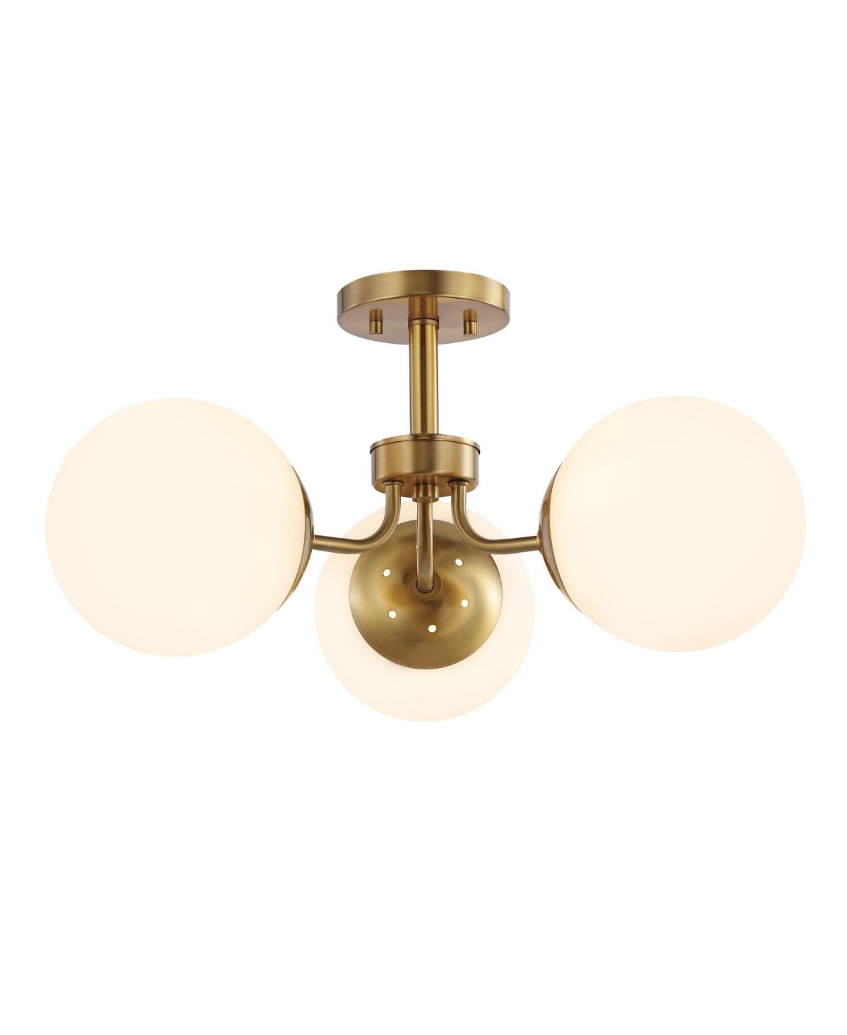 Jonathan Y Marcel Bistro Bohemian Farmhouse Ironfrosted Glass Led Semi Flush Mount In Brass Gold