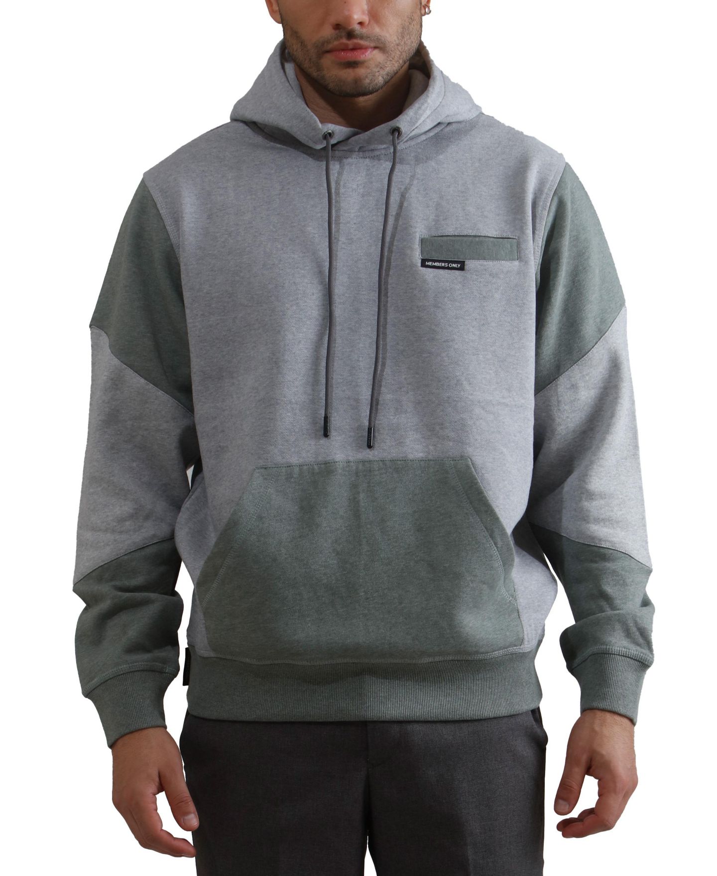 Мужское худи Members Only Drew Colorblock Hooded Sweatshirt for Men, цвет: Пепельный — фото 1