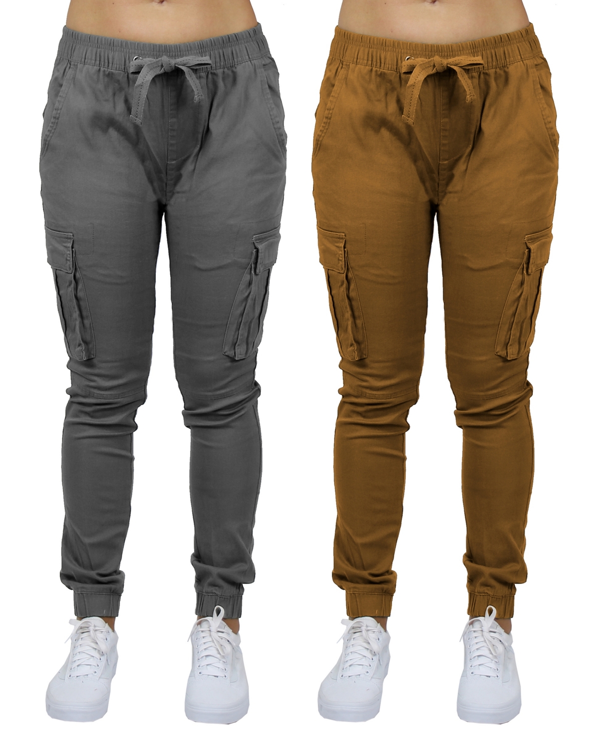 Women's Loose Fit Cotton Stretch Twill Cargo Joggers Set, 2 Pack - Navy, Woodland